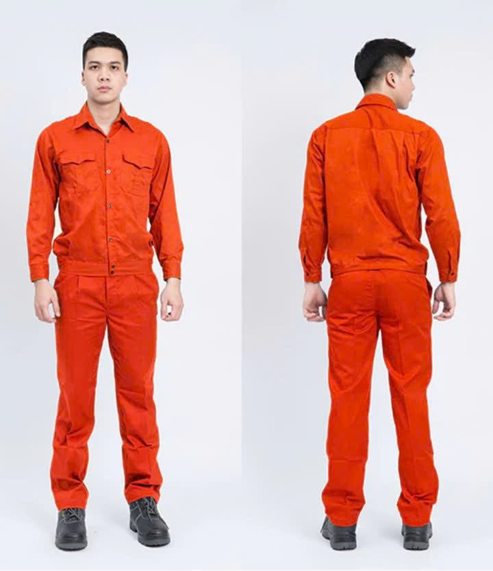 Quần áo Kaki Nam Định may sẵn - Mầu cam thợ điện